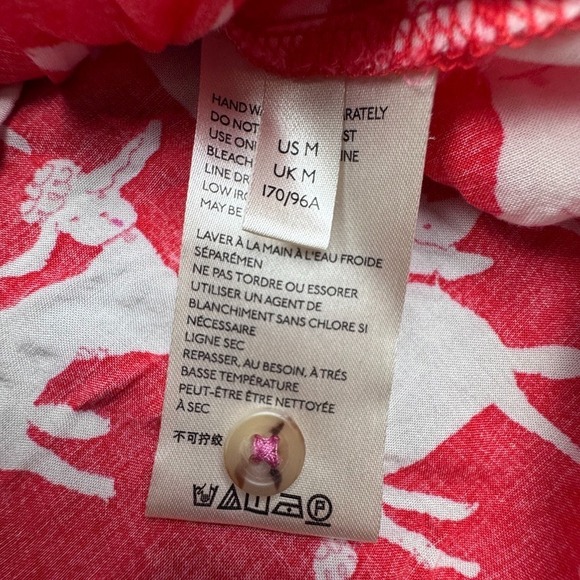 Anthropologie Emil Isabella Blouse Women's Medium Red Dog Print Short Sleeve Top - Picture 5 of 7
